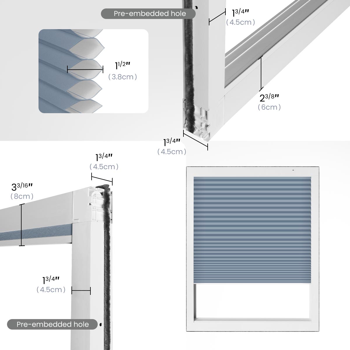 Accurate and Complete Dimension Description: To ensure a perfect fit and optimal performance of the skylight cellular blinds.