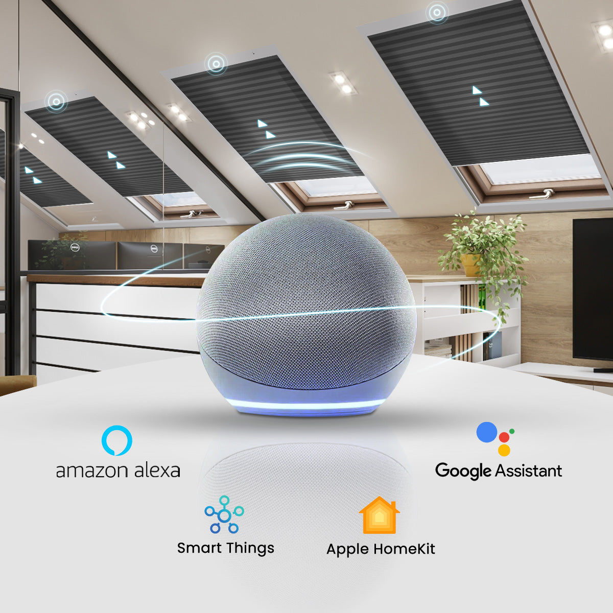 App Control: Operate your shades from anywhere via Amazon Alexa, Google Assistant, and Apple Homekit.
