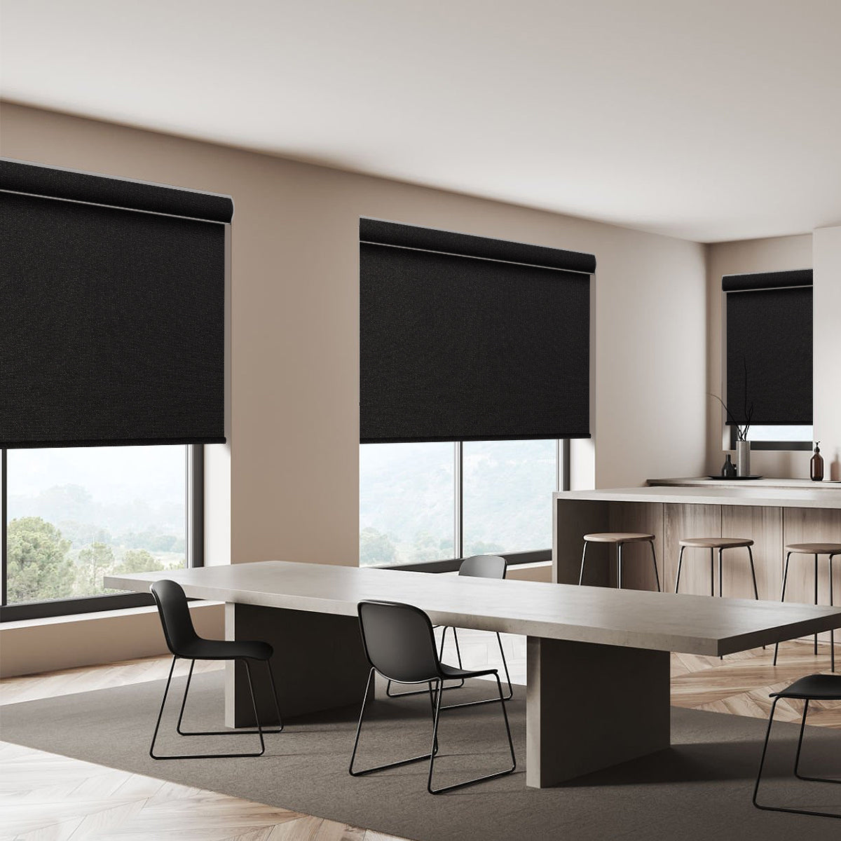 Weffort Motorized Blackout Roller Shades Dark Series