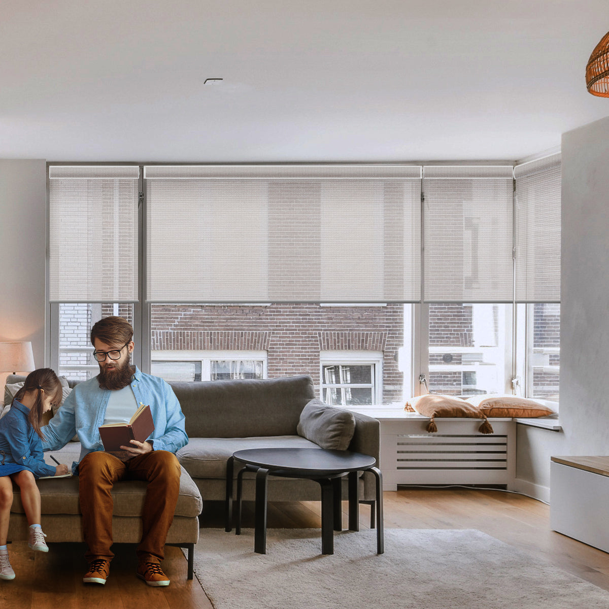 Weffort Motorized Sunscreen Roller Shades PVC FREE Series