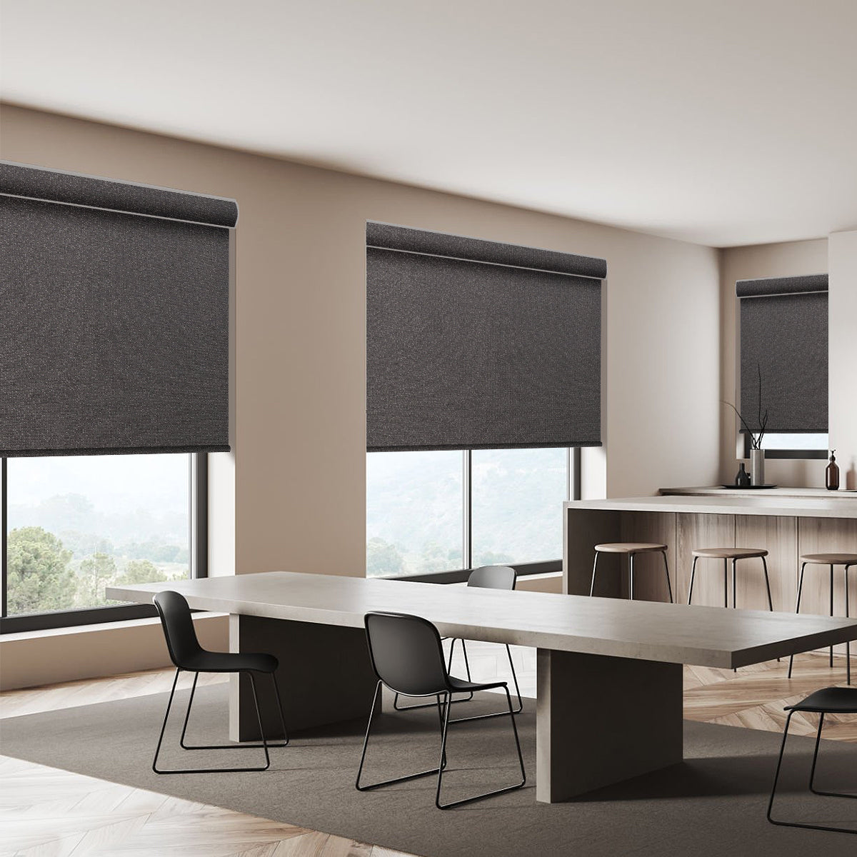 Weffort Motorized Blackout Roller Shades Dark Series