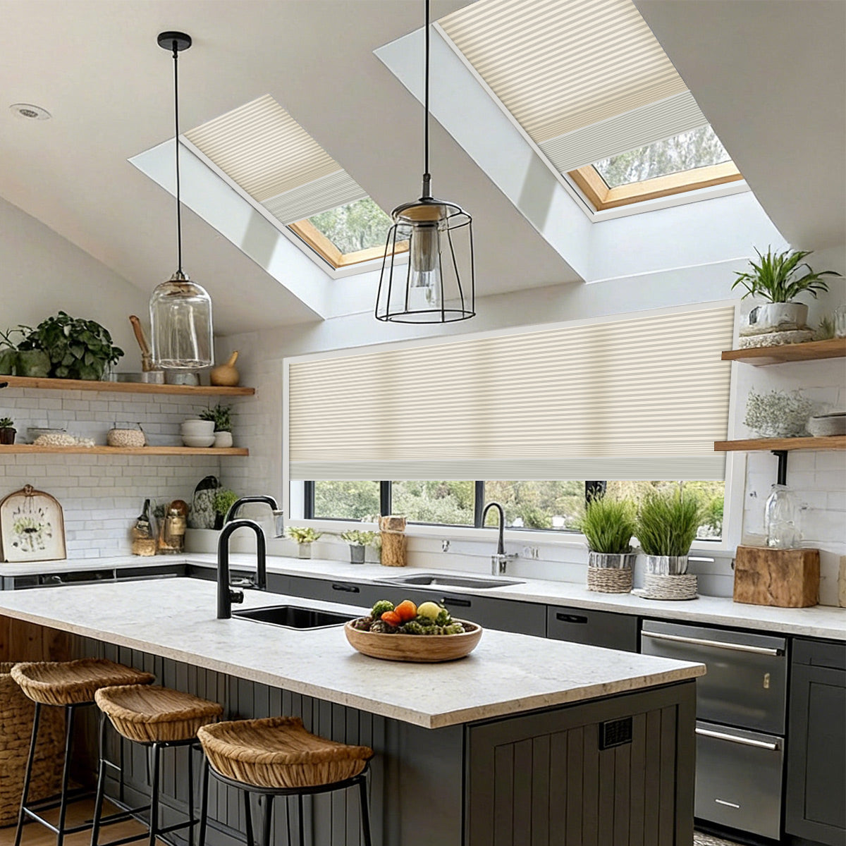 Motorized Blackout Day&Night Skylight Cellular Shades