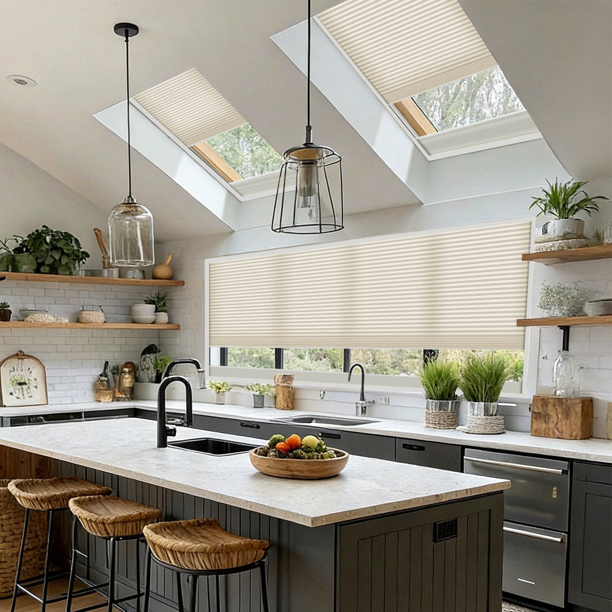 Motorized Blackout Day&Night Skylight Cellular Shades