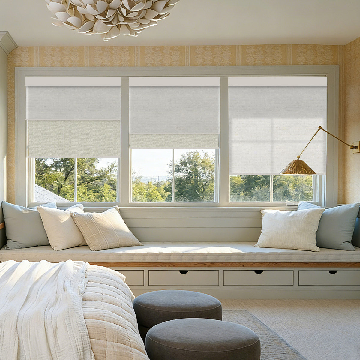 Weffort Motorized Dual Shades – Custom Size Integrated Dual-Layer Roller Shades