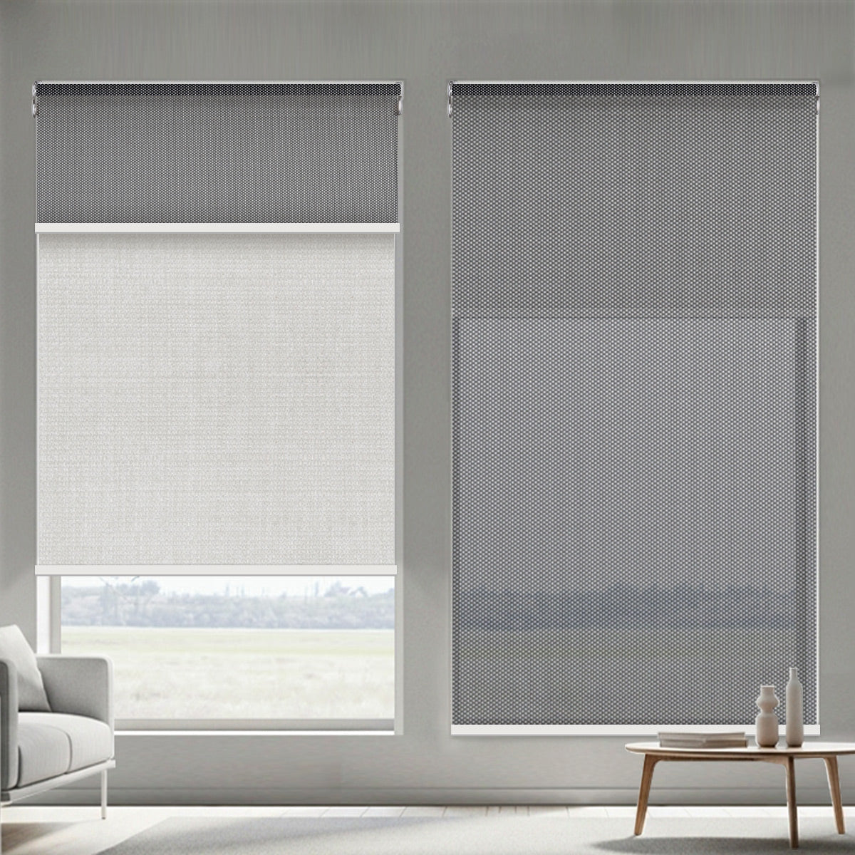 Weffort Motorized Dual Shades - Custom Size Dual Layer Roller Blinds