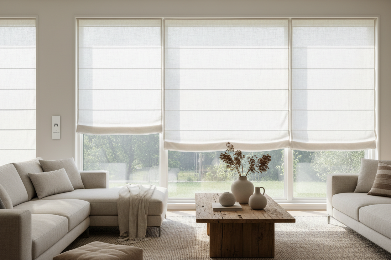 The Ultimate Smart White Linen Roller Blind Setup for Natural Light
